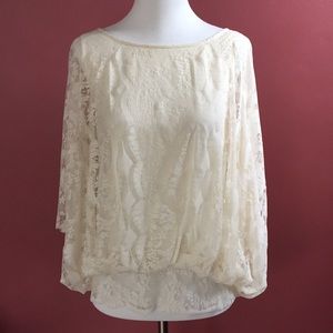 Free People Lace Boho Blouson Top. Like new!
